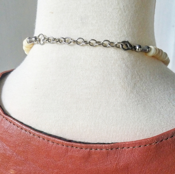 Vintage Carved Bone & Amber Beaded Necklace - Picture 5 of 6